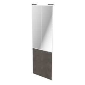 Porte de placard coulissante atelier gris antique profil blanc GoodHome Arius H. 248,5 x L. 91.2 cm + amortisseurs