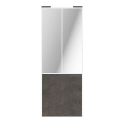 Porte de placard coulissante atelier gris antique profil blanc GoodHome Arius H. 248,5 x L. 91.2 cm + amortisseurs