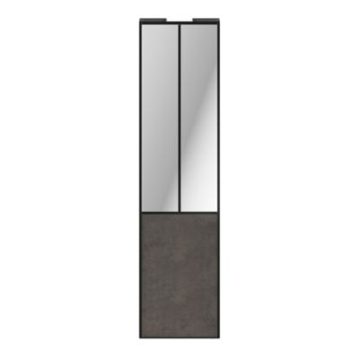 Porte de placard coulissante atelier gris antique profil noir GoodHome Arius H. 248,5 x L. 61.2 cm + amortisseurs