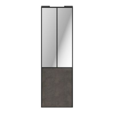 Porte de placard coulissante atelier gris antique profil noir GoodHome Arius H. 248,5 x L. 76.2 cm + amortisseurs