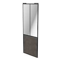 Porte de placard coulissante atelier gris antique profil noir GoodHome Arius H. 248,5 x L. 91.2 cm + amortisseurs