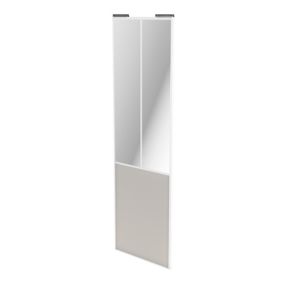 Porte de placard coulissante atelier gris clair mat profil blanc GoodHome Arius H. 248,5 x L. 76.2 cm + amortisseurs
