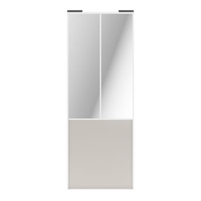 Porte de placard coulissante atelier gris clair mat profil blanc GoodHome Arius H. 248,5 x L. 91.2 cm + amortisseurs