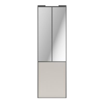 Porte de placard coulissante atelier gris clair mat profil gris GoodHome Arius H. 248,5 x L. 76.2 cm + amortisseurs