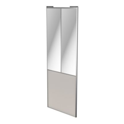 Porte de placard coulissante atelier gris clair mat profil gris GoodHome Arius H. 248,5 x L. 91.2 cm + amortisseurs