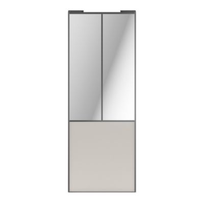 Porte de placard coulissante atelier gris clair mat profil gris GoodHome Arius H. 248,5 x L. 91.2 cm + amortisseurs