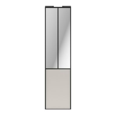 Porte de placard coulissante atelier gris clair mat profil noir GoodHome Arius H. 248,5 x L. 61.2 cm + amortisseurs