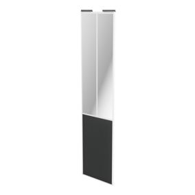Porte de placard coulissante atelier gris foncé mat profil blanc GoodHome Arius H. 248,5 x L. 61.2 cm + amortisseurs