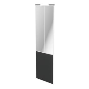 Porte de placard coulissante atelier gris foncé mat profil blanc GoodHome Arius H. 248,5 x L. 76.2 cm + amortisseurs