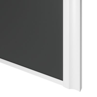 Porte de placard coulissante atelier gris foncé mat profil blanc GoodHome Arius H. 248,5 x L. 91.2 cm + amortisseurs