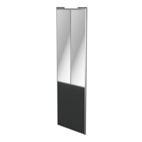 Porte de placard coulissante atelier gris foncé mat profil gris GoodHome Arius H. 248,5 x L. 76.2 cm + amortisseurs