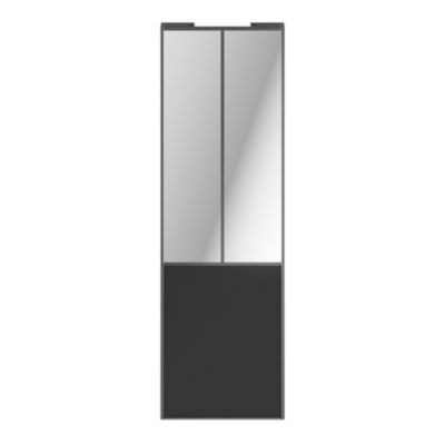 Porte de placard coulissante atelier gris foncé mat profil gris GoodHome Arius H. 248,5 x L. 76.2 cm + amortisseurs