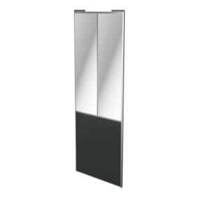 Porte de placard coulissante atelier gris foncé mat profil gris GoodHome Arius H. 248,5 x L. 91.2 cm + amortisseurs