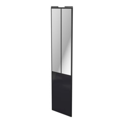 Porte de placard coulissante atelier noir brillant profil noir GoodHome Arius H. 248,5 x L. 61.2 cm + amortisseurs