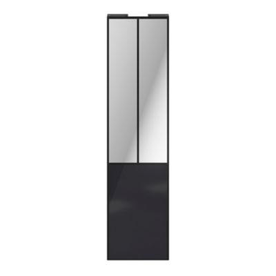 Porte de placard coulissante atelier noir brillant profil noir GoodHome Arius H. 248,5 x L. 61.2 cm + amortisseurs