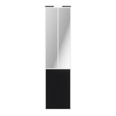 Porte de placard coulissante atelier noir mat profil blanc GoodHome Arius H. 248,5 x L. 61.2 cm + amortisseurs