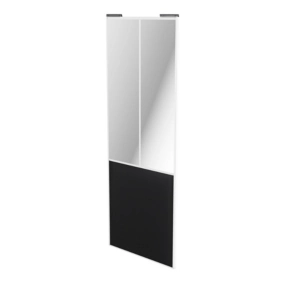 Porte de placard coulissante atelier noir mat profil blanc GoodHome Arius H. 248,5 x L. 91.2 cm + amortisseurs
