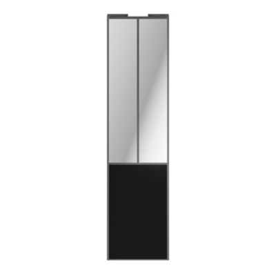 Porte de placard coulissante atelier noir mat profil gris GoodHome Arius H. 248,5 x L. 61.2 cm + amortisseurs