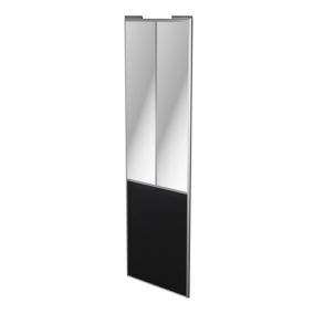 Porte de placard coulissante atelier noir mat profil gris GoodHome Arius H. 248,5 x L. 76.2 cm + amortisseurs