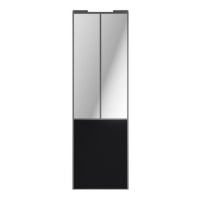 Porte de placard coulissante atelier noir mat profil gris GoodHome Arius H. 248,5 x L. 76.2 cm + amortisseurs