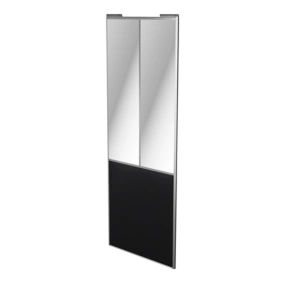 Porte de placard coulissante atelier noir mat profil gris GoodHome Arius H. 248,5 x L. 91.2 cm + amortisseurs