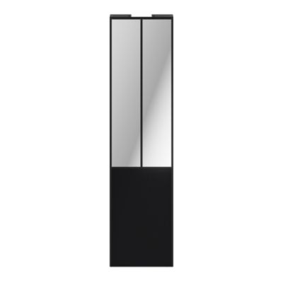 Porte de placard coulissante atelier noir mat profil noir GoodHome Arius H. 248,5 x L. 61.2 cm + amortisseurs