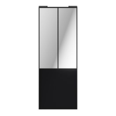 Porte de placard coulissante atelier noir mat profil noir GoodHome Arius H. 248,5 x L. 91.2 cm + amortisseurs