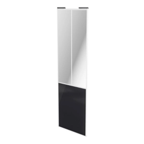 Porte de placard coulissante atelier noir profil blanc GoodHome Arius H. 248,5 x L. 76.2 cm + amortisseurs