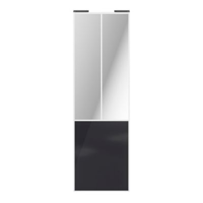 Porte de placard coulissante atelier noir profil blanc GoodHome Arius H. 248,5 x L. 76.2 cm + amortisseurs