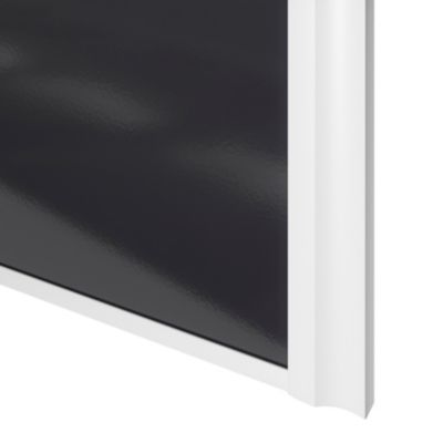 Porte de placard coulissante atelier noir profil blanc GoodHome Arius H. 248,5 x L. 91.2 cm + amortisseurs