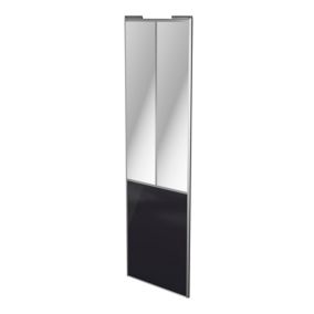 Porte de placard coulissante atelier noir profil gris GoodHome Arius H. 248,5 x L. 76.2 cm + amortisseurs