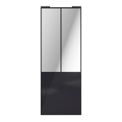 Porte de placard coulissante atelier noir profil noir GoodHome Arius H. 248,5 x L. 91.2 cm + amortisseurs