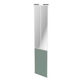Porte de placard coulissante atelier vert de gris profil blanc GoodHome Arius H. 248,5 x L. 61.2 cm + amortisseurs