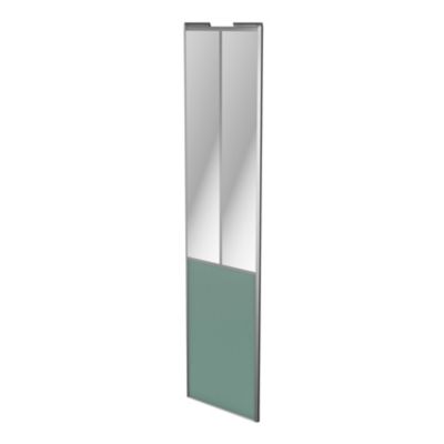Porte de placard coulissante atelier vert de gris profil gris GoodHome Arius H. 248,5 x L. 61.2 cm + amortisseurs