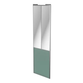Porte de placard coulissante atelier vert de gris profil gris GoodHome Arius H. 248,5 x L. 76.2 cm + amortisseurs