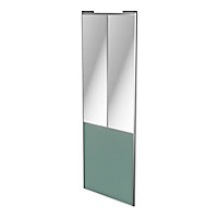 Porte de placard coulissante atelier vert de gris profil gris GoodHome Arius H. 248,5 x L. 91.2 cm + amortisseurs