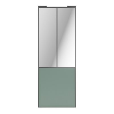 Porte de placard coulissante atelier vert de gris profil gris GoodHome Arius H. 248,5 x L. 91.2 cm + amortisseurs
