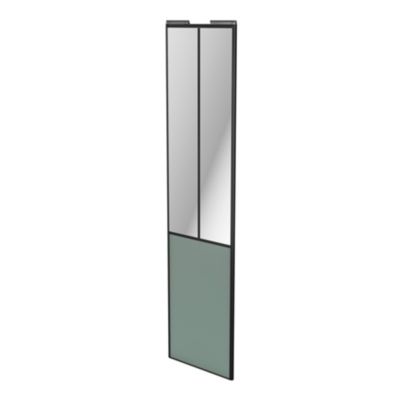Porte de placard coulissante atelier vert de gris profil noir GoodHome Arius H. 248,5 x L. 61.2 cm + amortisseurs