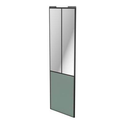 Porte de placard coulissante atelier vert de gris profil noir GoodHome Arius H. 248,5 x L. 76.2 cm + amortisseurs