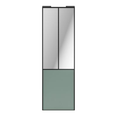 Porte de placard coulissante atelier vert de gris profil noir GoodHome Arius H. 248,5 x L. 76.2 cm + amortisseurs
