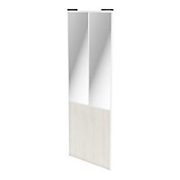 Porte de placard coulissante atelier vitrée bois nordique avec cadre blanc GoodHome Arius H. 248,5 x L. 91.2 cm