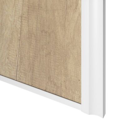 Porte de placard coulissante atelier vitrée effet chêne brut avec cadre blanc GoodHome Arius H. 248,5 x L. 76.2 cm
