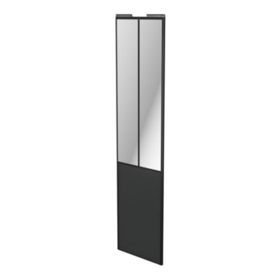 Porte de placard coulissante atelier vitrée gris anthracite avec cadre noir GoodHome Arius H. 248,5 x L. 61.2 cm
