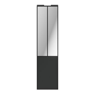 Porte de placard coulissante atelier vitrée gris anthracite avec cadre noir GoodHome Arius H. 248,5 x L. 61.2 cm