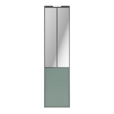 Porte de placard coulissante atelier vitrée vert de gris avec cadre gris GoodHome Arius H. 248,5 x L. 61.2 cm
