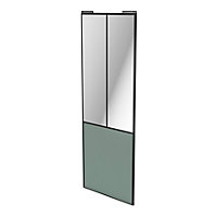 Porte de placard coulissante atelier vitrée vert de gris avec cadre noir GoodHome Arius H. 248,5 x L. 91.2 cm