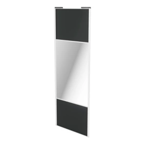 Porte de placard coulissante avec miroir anthracite profil blanc GoodHome Arius H. 248,5 x L. 92.2 cm + amortisseurs