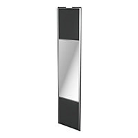 Porte de placard coulissante avec miroir anthracite profil gris GoodHome Arius H. 248,5 x L. 62.2 cm + amortisseurs