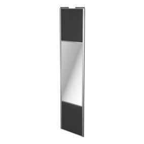 Porte de placard coulissante avec miroir anthracite profil gris GoodHome Arius H. 248,5 x L. 62.2 cm + amortisseurs