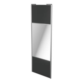 Porte de placard coulissante avec miroir anthracite profil gris GoodHome Arius H. 248,5 x L. 92.2 cm + amortisseurs